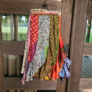 100% silk vertical ruffled wrap a round skirt